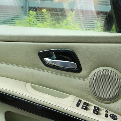 Vista 5 de YIWANG ABS cromo puerta interior de coche cubierta cubierta 4 unids para BMW E90 3 serie 2005-2012 Auto Accesorios (fibra de carbono)