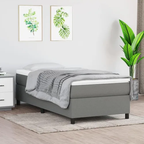 Vista 2 de vidaXL Cama de somier con colchón para el hogar, dormitorio, base de cama individual, base de espuma, muebles, color gris oscuro, 39.4 x 79.9