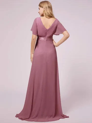 Vista 2 de Ever-Pretty Womens Chiffon V-Neck A-line Ruched Summer Maternity Dresses with Sleeves 09890-USA