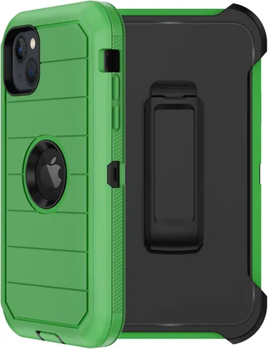 Vista 10 de Funda para iPhone 14 Plus (6.7 pulgadas) con funda de clip para cinturón, 2 protectores de pantalla, resistente grado militar, cuerpo completo, a