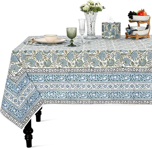 Vista 256 de Ridhi Mantel cuadrado con estampado de bloques de mano de caléndula ámbar