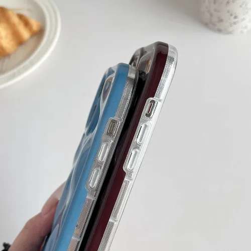 Vista 5 de Caseative Funda para iPhone 13 Pro Max, color negro Galjanoplastia de cromo suave de la burbuja del meteorito de la onda de la ondulación