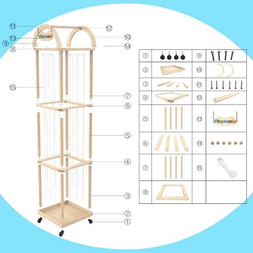 Vista 8 de Organizador grande de almacenamiento de animales de peluche, 61 pulgadas de alto de madera de alta calidad, lindo soporte para juguetes de zoológico