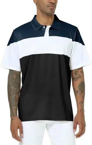 Vista 2 de Polo de golf para hombre, manga corta, secado rápido, absorbe la humedad, camisas polo deportivas casuales para hombres