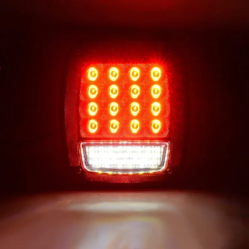 Vista 5 de LIMICAR Luces traseras para RV, luces de remolque cuadradas de 43 LED, 2 piezas de luces traseras rojas/blancas de parada, giro, respaldo, reversa