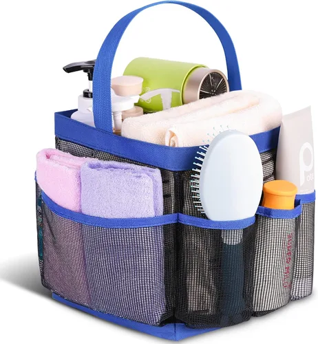 Vista 21 de Eudele – Neceser de malla para ducha portátil para artículos básicos de dormitorio universitario, bolsa de ducha grande con 8 bolsillos para playa
