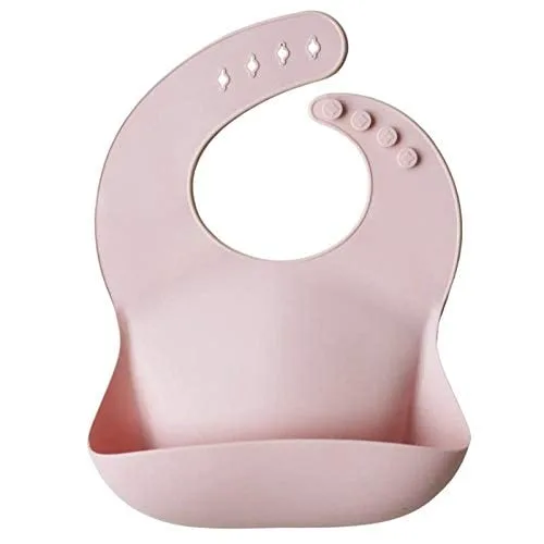 Vista 2 de Mushie - Babero de silicón para bebé, ajustable y resistente al agua (rosado)