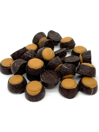 Vista 2 de Mini Buckeyes de mantequilla de maní de chocolate oscuro (bolsa de pie resellable con cierre de cremallera de 1 libra)
