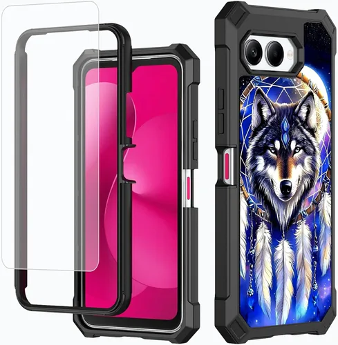 Vista 10 de Funda para T-Mobile Revvl 7 de 6.6 pulgadas con protector de pantalla, policarbonato duro de doble capa resistente y TPU suave a prueba de golpes