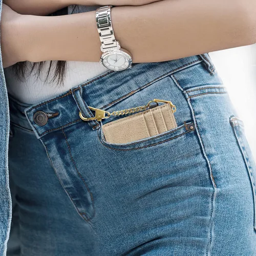 Vista 35 de SEAVILIA Tarjetero llavero cartera para mujer con ventana de identificación RFID monedero regalo abeja delgada minimalista pequeña cartera