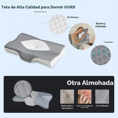 Vista 2 de NEWBULIG Almohada cervical para el cuello para aliviar el dolor de cuello, almohada ergonómica de espuma viscoelástica para personas que duermen