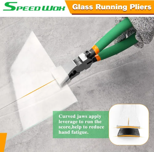 Vista 2 de SPEEDWOX 10 alicates para correr de vidrio resistente, alicates con puntas de goma adicionales, herramienta profesional de corte de vidrieras