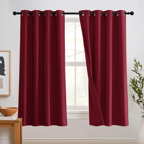 Vista 61 de RYB HOME - Cortinas con cancelación de ruido de 63 pulgadas de largo, juego de 2 paneles, 3 capas totales, cortinas opacas, insonorizadas