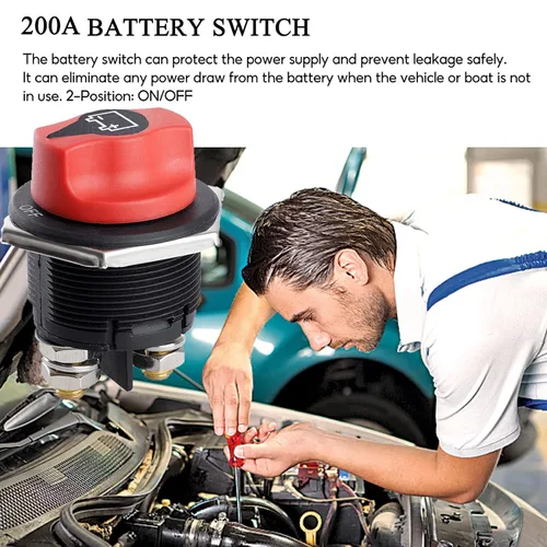 Vista 4 de Interruptor de batería de coche 12-48V Max 32V 200A Cont 300A INT Interruptor de desconexión de alimentación de batería Aislador de batería Master