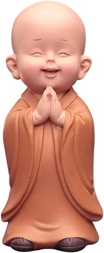 Vista 7 de Mini pequeña estatua de Buda monje, escultura de resina de monje tallada a mano, estatua de Buda monjes, adornos decorativos, linda figura