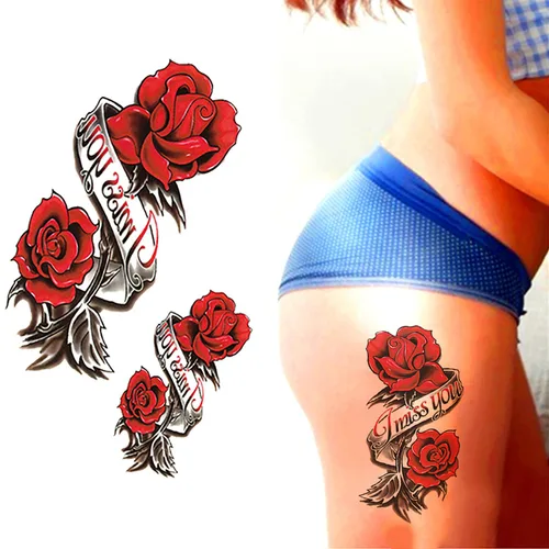 Vista 6 de Yesallwas 4 hojas de tatuajes temporales grandes para mujeres y niñas, modelos, impermeables, de larga duración, arte corporal, maquillaje, tatuajes