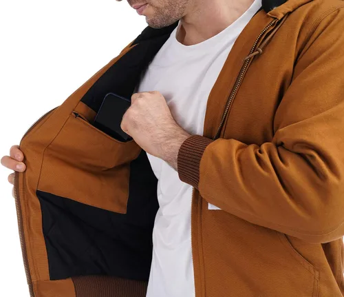 Vista 6 de Chaqueta deportiva acolchada con forro de franela para hombre, impermeable, de algodón, con capucha, abrigo de invierno