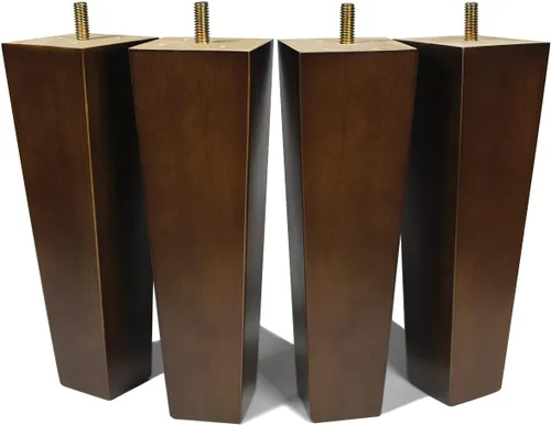 Vista 10 de Juego de 4 patas cuadradas para sofá, patas de repuesto de madera de 2 pulgadas para muebles, color marrón oscuro