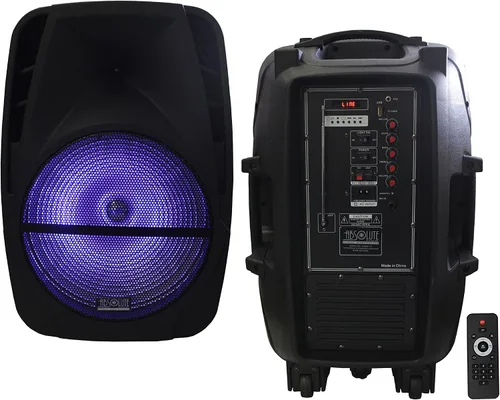 Vista 2 de Altavoz Bluetooth Absolute PRO Series ASBAT15 15" 3000W Altavoz de potencia máxima con Bluetooth incorporado y batería LCD/MP3/USB/Micro SD