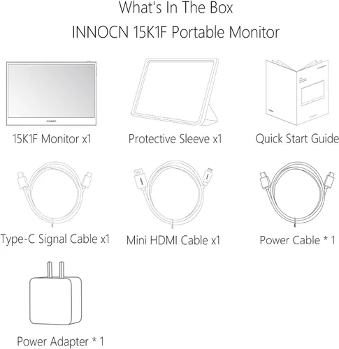 Vista 6 de INNOCN Monitor portátil OLED de 15.6 "Full HD 1080P 100% DCI-P3 1MS 100000:1 USB Computadora Mini HDMI Monitor de viaje Edición de vídeo fotográfico