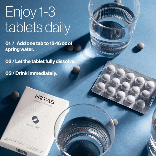 Vista 8 de Paquete completo de bienestar: tabletas de hidrógeno molecular H2TAB (frambuesa + sin sabor) y tabletas de baño de hidrógeno - Soporte antioxidante