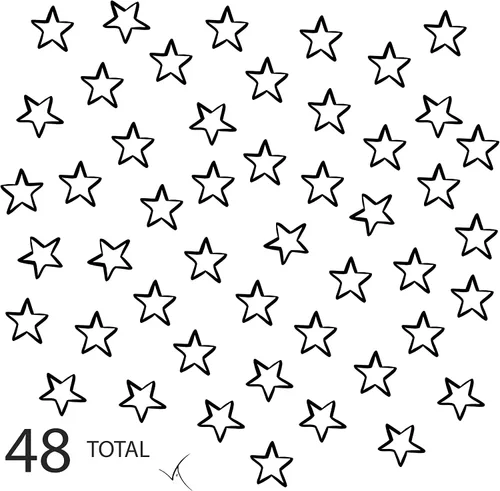 Vista 2 de Calcomanías transparentes de estrellas irregulares para niños, habitación de bebé, cuarto de bebé y sala de estar. 48 piezas calcomanías adhesivas