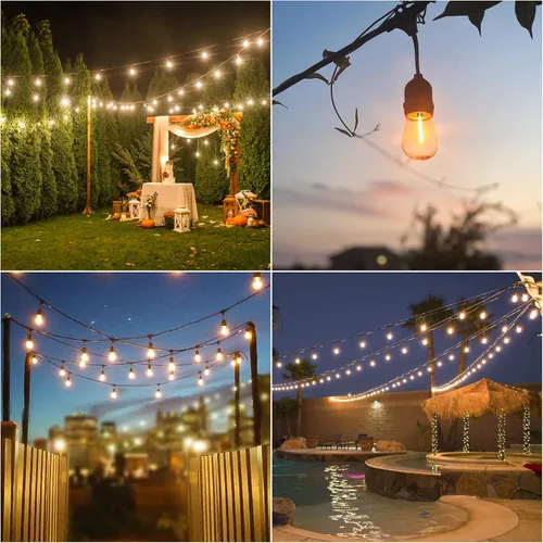 Vista 8 de ZJOJO Tira de luces solares para exteriores, impermeables, de 100 pies, luces solares para exteriores con 30+2 bombillas inastillables IP65, luces