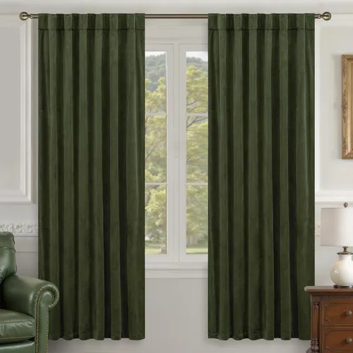 Vista 42 de LAMIT - Paneles de terciopelo beige para sala de estar de 72 pulgadas de largo, elegantes cortinas aisladas térmicamente e insonorizadas