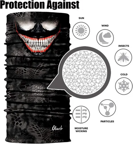Vista 8 de Obacle - Máscara facial con diseño de animal y sin costuras para protección contra el sol, el polvo y el viento, bandana para hombres y mujeres