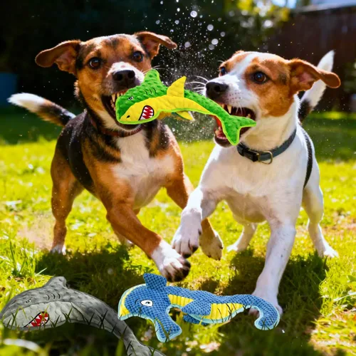 Vista 4 de Juguetes para perros sin relleno, juguete chirriante para perros pequeños, medianos e interactivos para perros grandes, juguete de tira y afloja