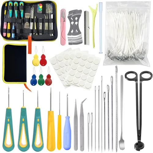Vista 9 de Kit de 11 Piezas de Agujas para Velas, Herramienta de Inserción de Mecha Moldes Aguja Perforadora con Gancho con Ojo, Aguja para Mechas de Velas