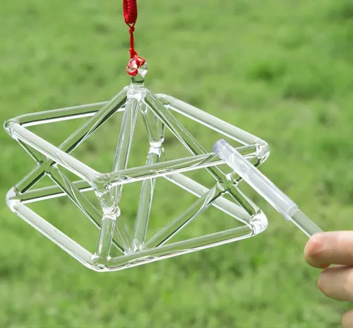 Vista 6 de [Con estuche de transporte] Pirámide de Merkaba de cristal de cuarzo ópticamente transparente para meditación de curación de sonido, instrumento