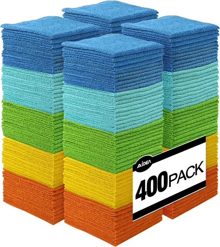 Vista 11 de AIDEA Microfiber Cleaning Cloth Blue-50PK, Soft Absorbent Shop Rags, Microfiber Towels for Cars, Kitchen Towels, Dusting Cloth for Home, Window