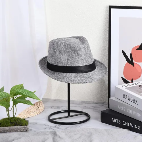 Vista 6 de uxcell Soporte de exhibición de metal para sombreros, paquete de 2 soportes independientes para sombreros de mesa y pelucas, para gorra de béisbol