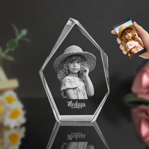 Vista 13 de Foto de cristal 3D, marco de fotos de cristal personalizado, grabado personalizado con tu propia foto, regalo personalizado de Navidad, papá