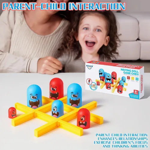 Vista 3 de AIUAZA Juego de mesa estratégico de Tic Tac Toe para niños y familia, juegos de mesa de fiesta, juegos de estrategia cara a cara, juego de mesa