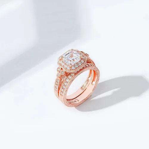 Vista 38 de Amazon Essentials Anillo antiguo de plata de ley chapada en platino o oro con circonita cúbica de elementos infinitos de corte Asscher