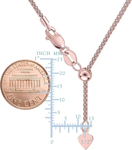 Vista 3 de 14K oro rosa ajustable palomitas de maíz Enlace Cadena Collar, 1,3mm, 22