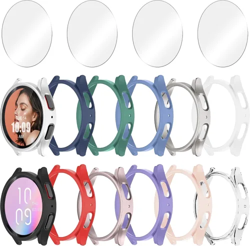 Vista 8 de Paquete de 12+4 Fundas para Samsung Galaxy Watch FE/5/4 de 40 mm con Protector de Pantalla de Vidrio Templado, Funda Protectora Resistente a