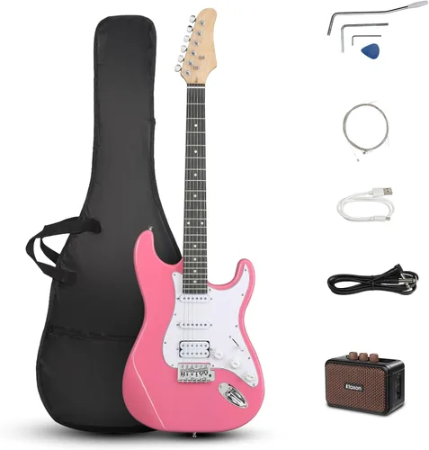 Vista 7 de Ktaxon - Kit de guitarra eléctrica de 39 pulgadas para principiantes, con pastillas HSS de 6 cuerdas, guitarra eléctrica de cuerpo sólido