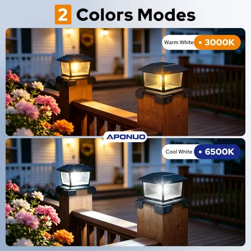 Vista 2 de APONUO Luces solares de aluminio 4x4 5x5 6x6, IP65 impermeables Negro