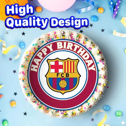 Vista 2 de 7.5 Barcelona Cake Topper – Decoración redonda comestible para tarta de cumpleaños, pastel de feliz cumpleaños