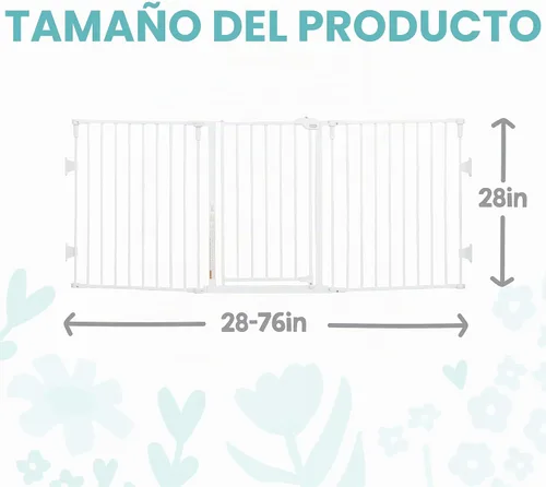 Vista 2 de Regalo Puerta de bebé configurable súper ancha de 76 pulgadas, incluye 4 paquetes de soportes de pared y accesorios