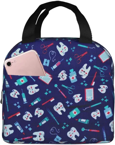 Vista 13 de Lonchera para dentistas, higienista dental, bolsa de almuerzo linda, bolsa de almuerzo aislada, para mujeres, hombres, trabajo, campamento, viajes