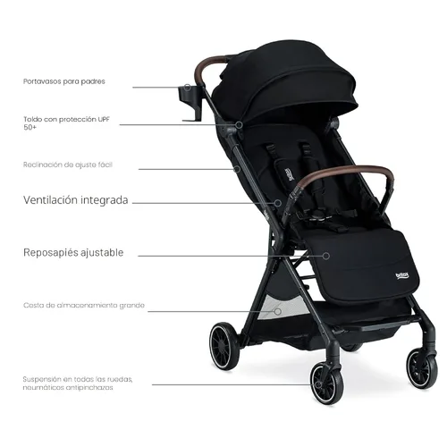 Vista 9 de Britax Juniper - Cochecito compacto para llevar, sistema Fastpack sin esfuerzo con RapidFold de una sola mano, portátil y ligero para viajes, asa