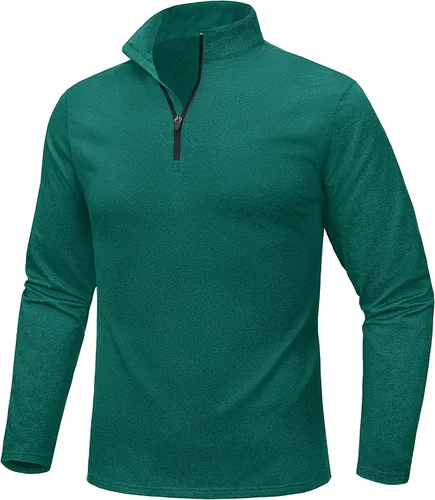 Vista 7 de MAGCOMSEN Sudadera de golf de manga larga con forro polar para hombre, con cremallera de 1/4, térmica, para correr