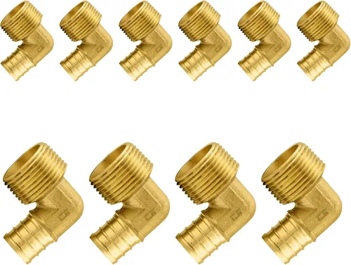 Vista 13 de Paquete de 5 accesorios PEX, adaptador de codo NPT roscado macho de 1/2" PEX x 1/2", ASTM F1807