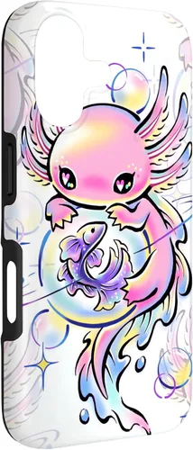 Vista 3 de Cute Kawaii Axolotl Purple Magical Crystals Case for iPhone 17