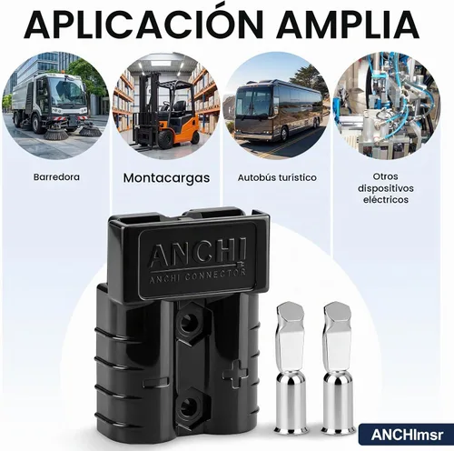 Vista 8 de Conector de alimentación de 50 amperios, desconexión rápida de 50 A, 600 V, 2 pares (4 unidades) para conector de batería de 50 amperios