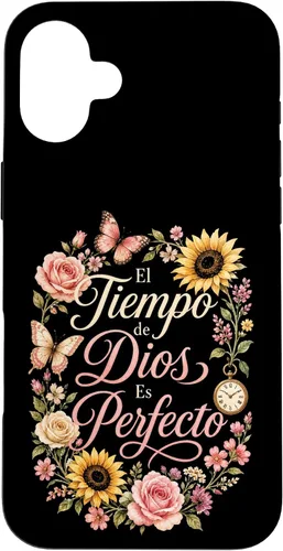 Vista 25 de Fe Cristiana El Tiempo De Dios ES Perfecto Floral Wreath Case for iPhone 16